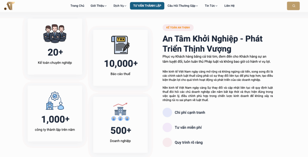 giao diện website công ty An Thịnh