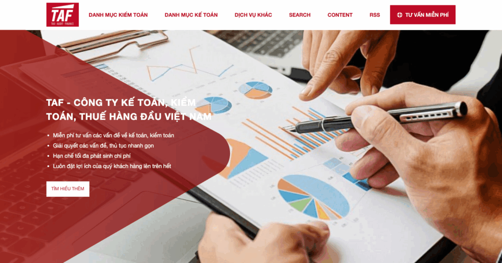 giao diện website công ty TAF
