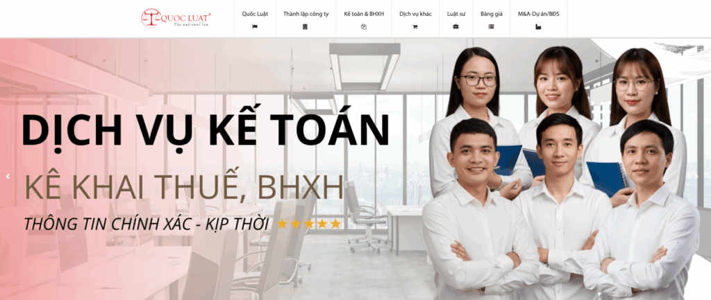 giao diện website công ty Quốc Luật
