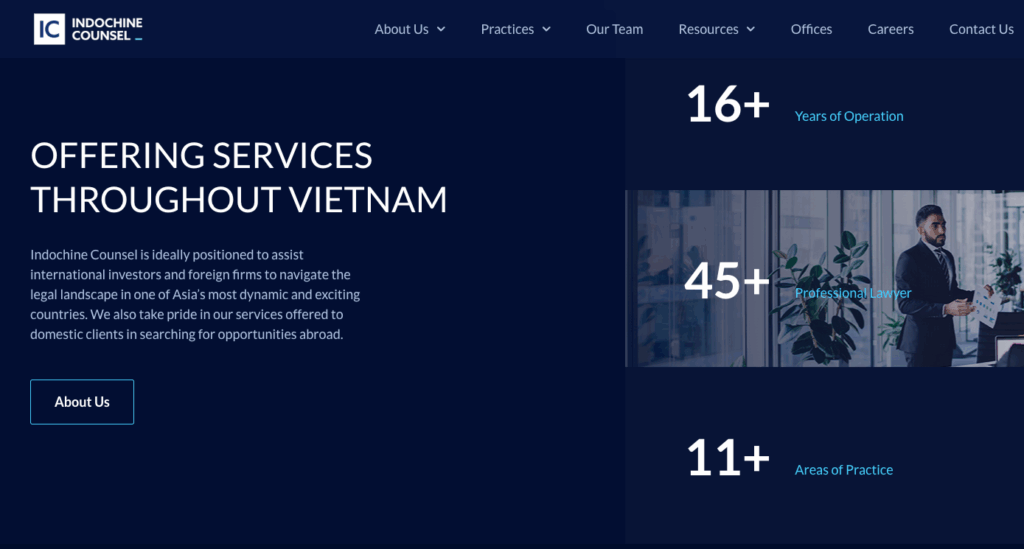 giao diện website công ty luật Indochine Counsel