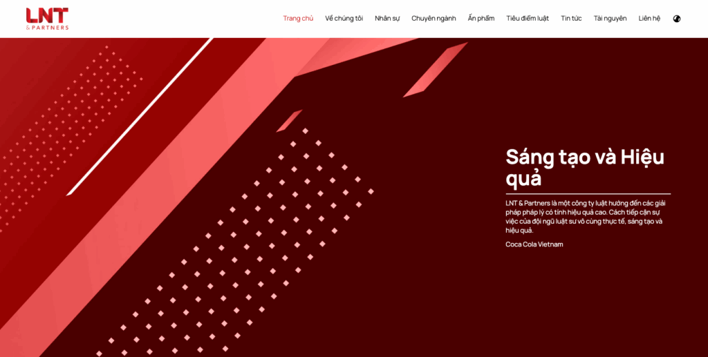 giao diện website công ty luật LNT & partners