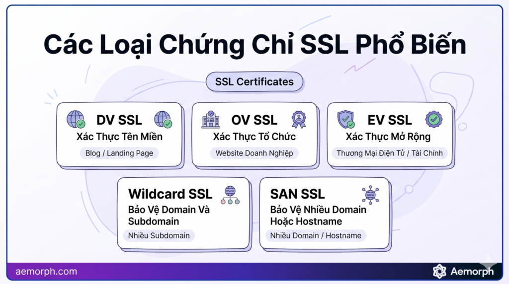 các loại chứng chỉ ssl phổ biến