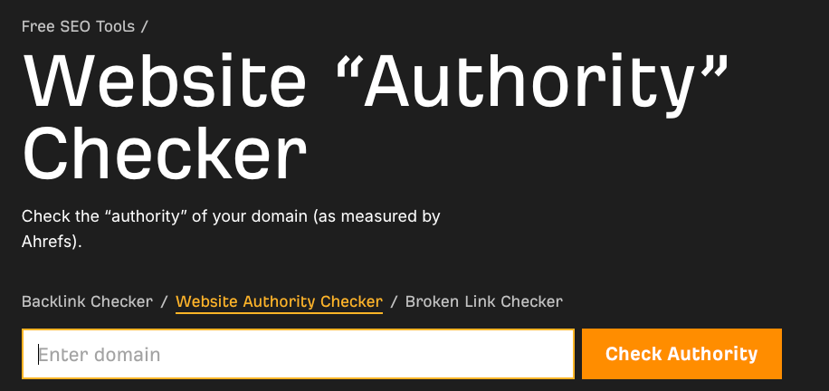 giao diện Ahrefs website authority checker