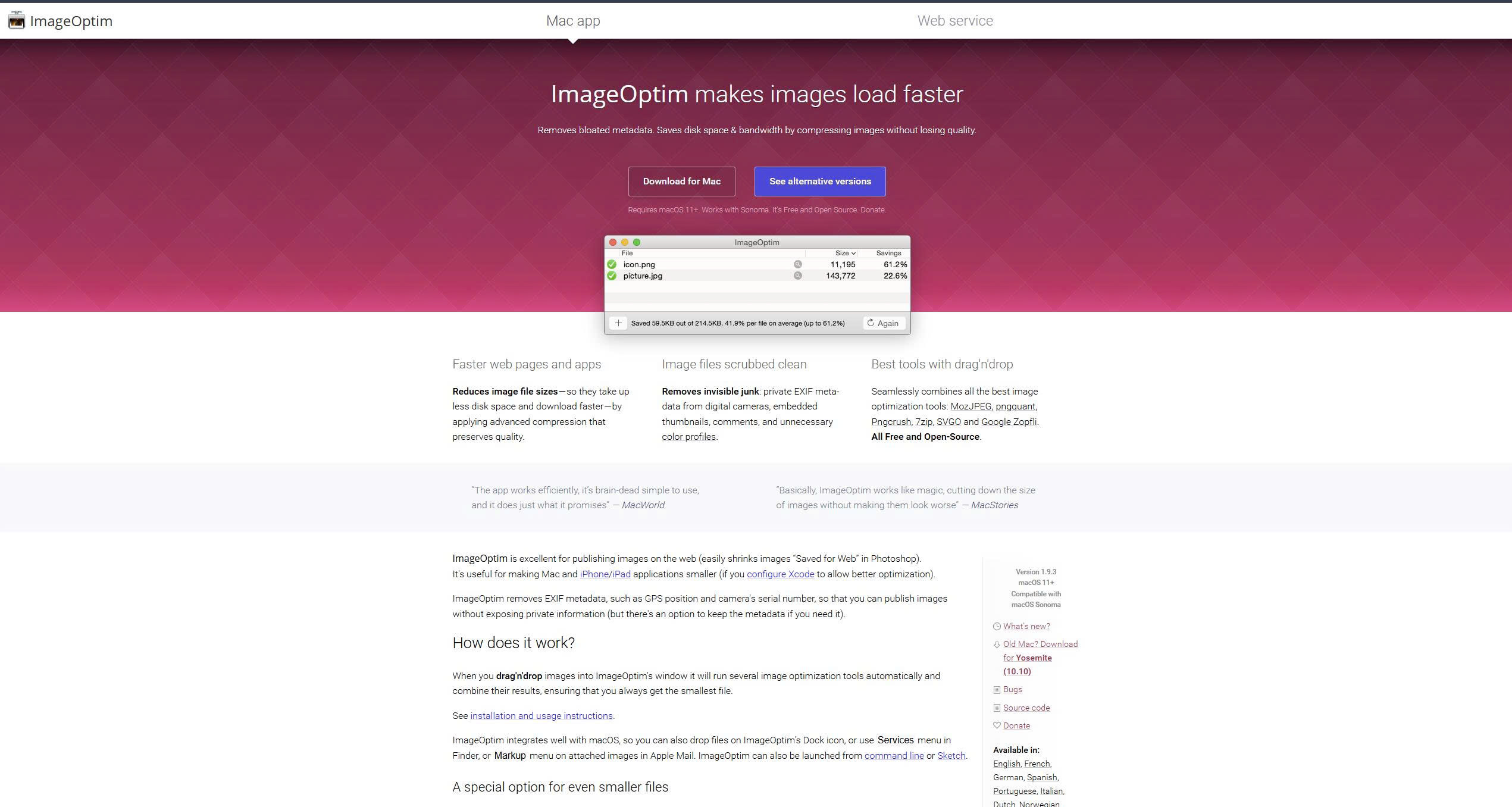 ImageOptim Homepage