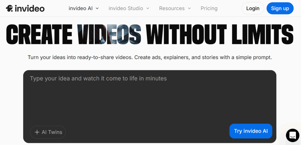 Invideo Homepage
