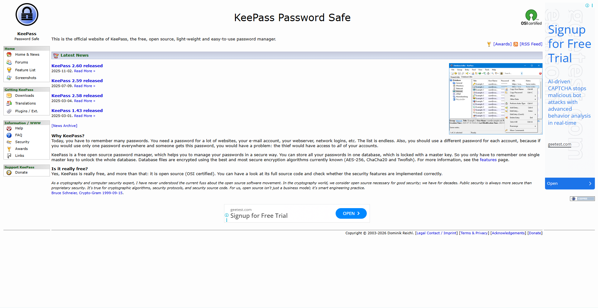 KeePass Homepage
