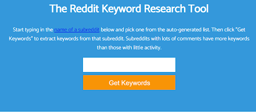 keyword research page of keyworddit