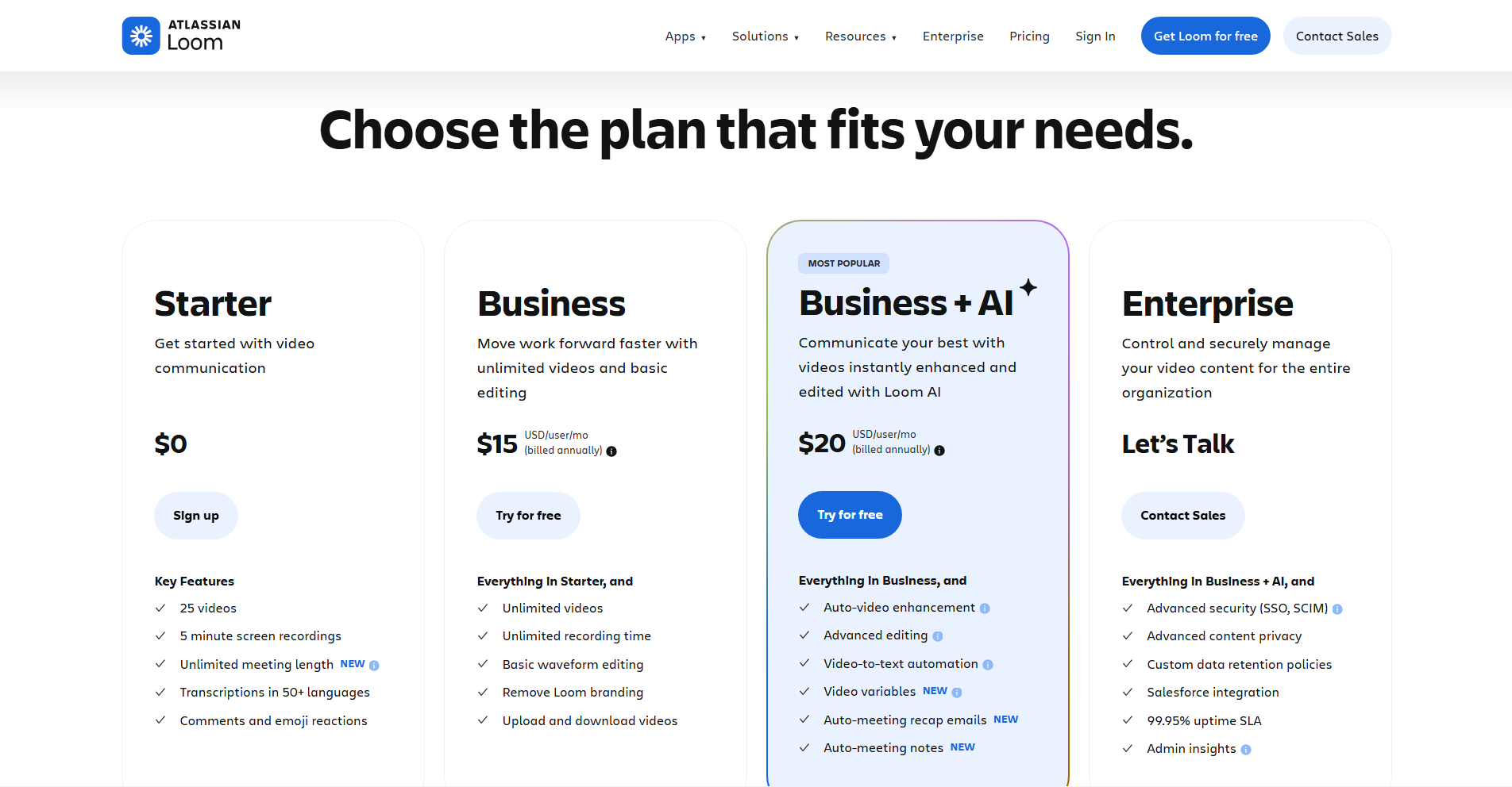 Loom Async Communication Tools Pricing