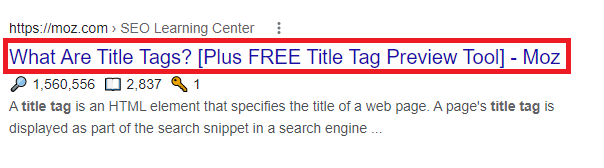title tag in red box with meta description and alt texts