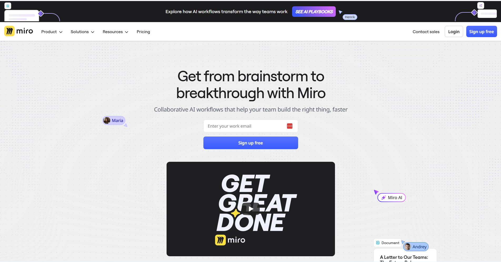 Miro Async Communication Tools Homepage