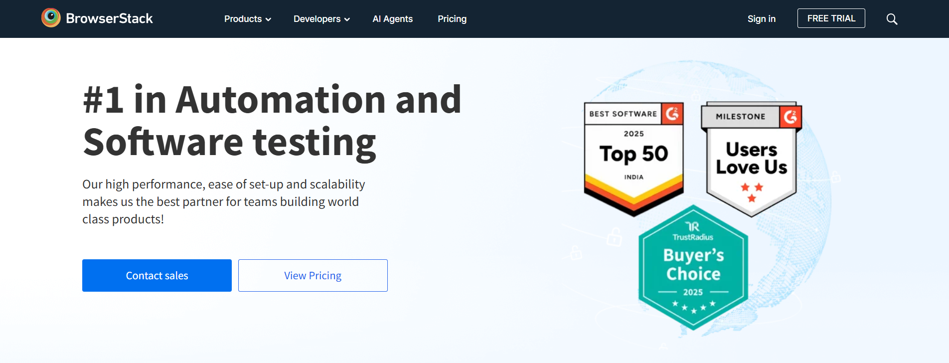 BrowserStack webpage