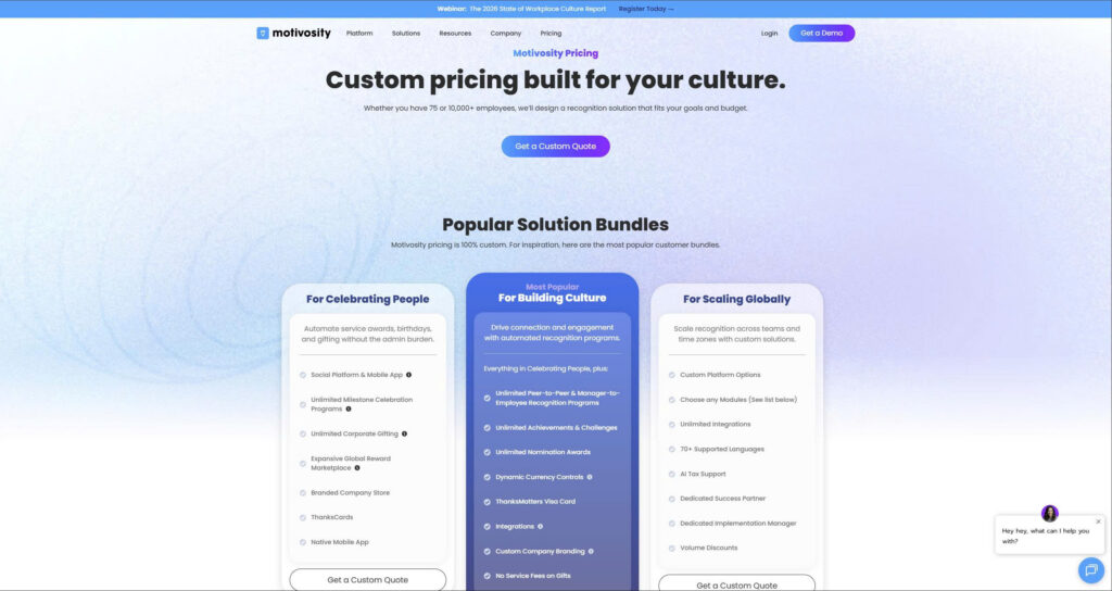 Motivosity Employee Engagement Tool Pricing