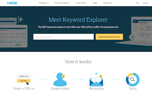 keyword research page of moz