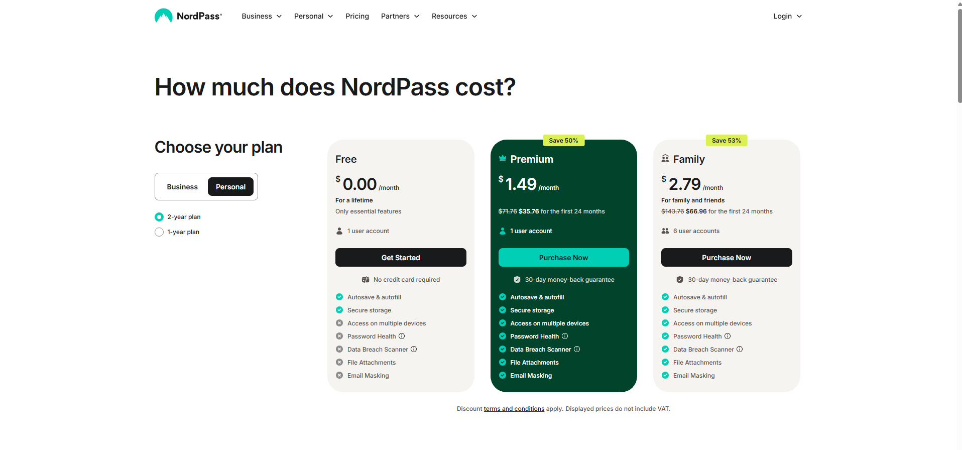 Nordpass Pricing