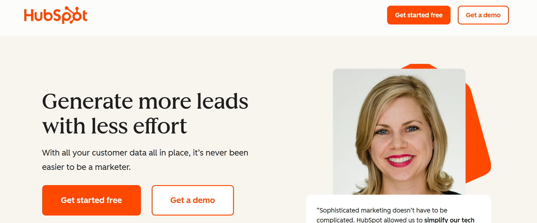 Hubspot webpage