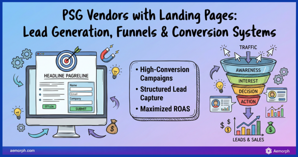 PSG Vendors with Landing Pages for Lead Generation and Conversion Funnels PSG vendors with landing pages showing lead generation, funnels, conversion systems, and high-conversion campaigns
