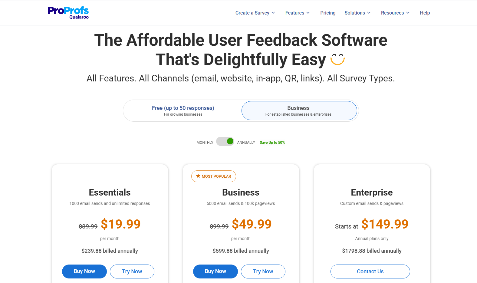 Qualaroo Pricing Plan For Team And Businesses