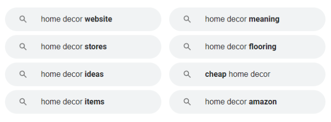 Related searches on the word “home decor”
