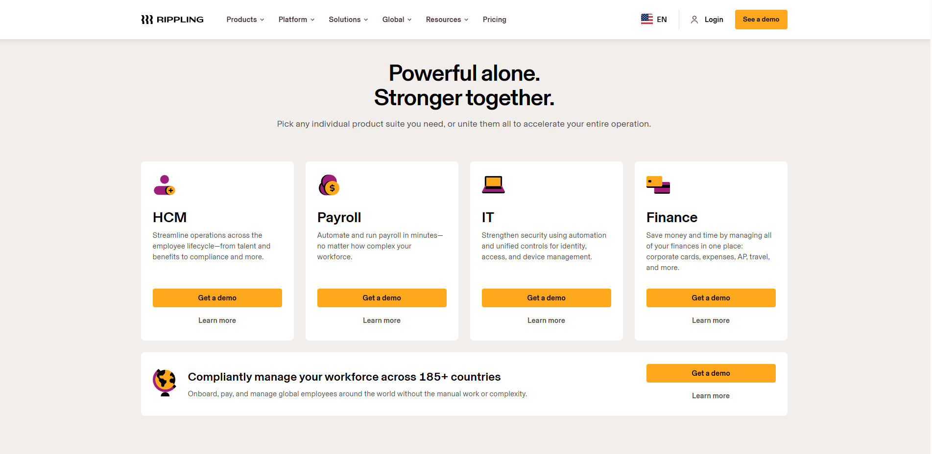 Rippling Human Resource Tool Homepage