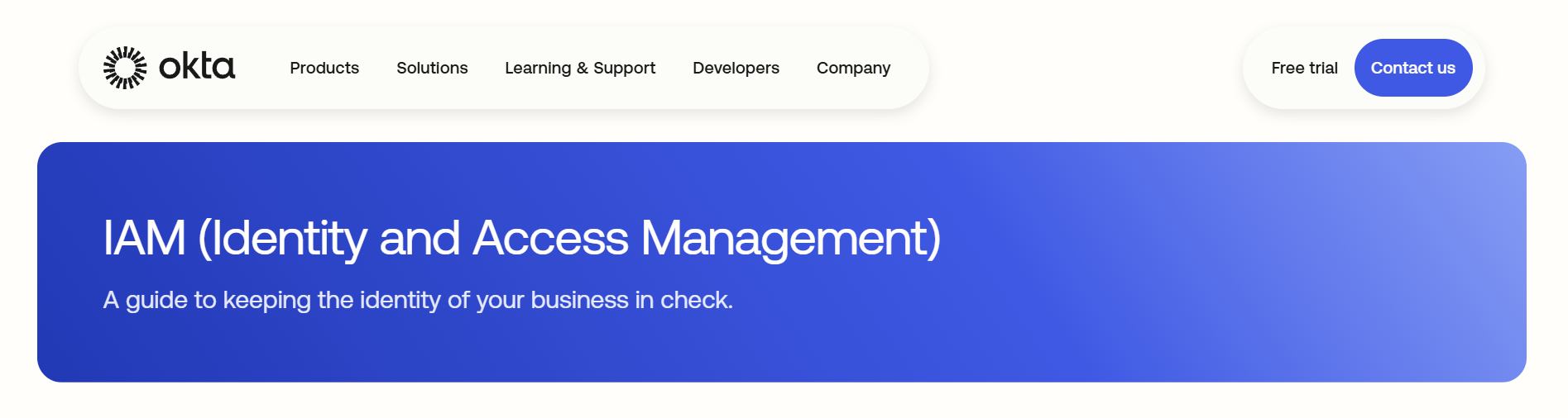 Okta webpage