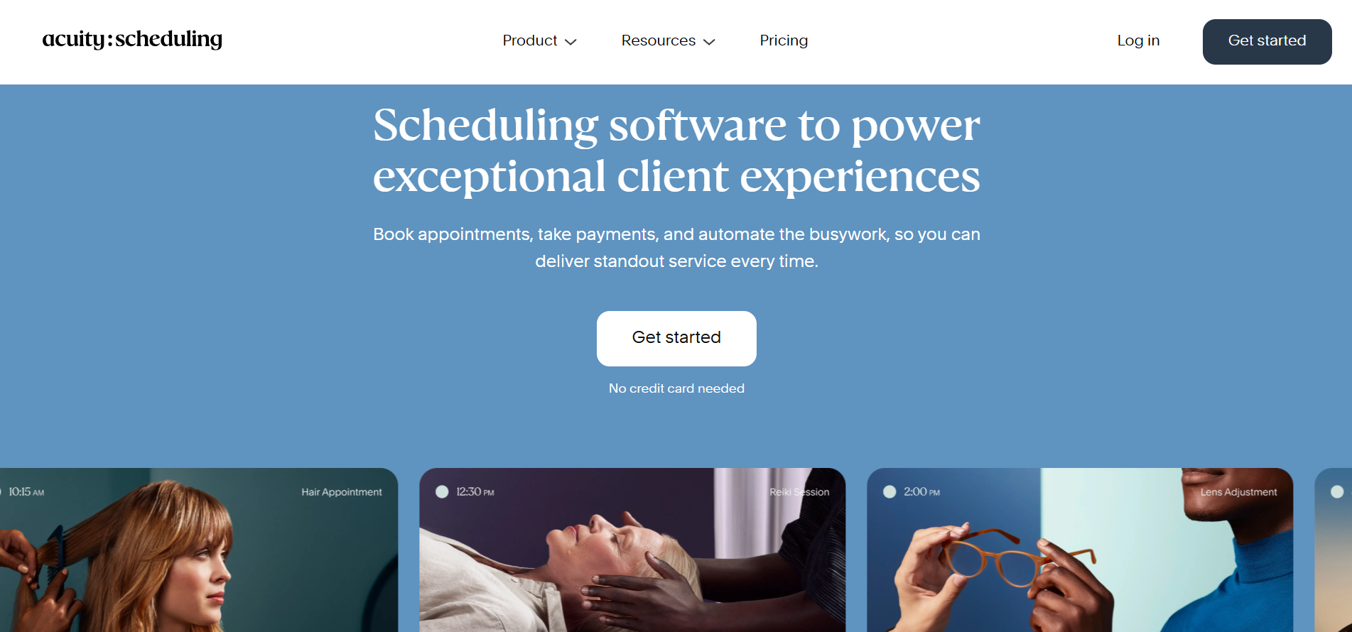 Acuity:scheduling webpage