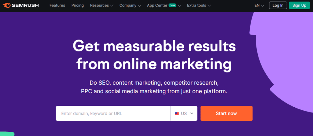 SEMrush Homepage