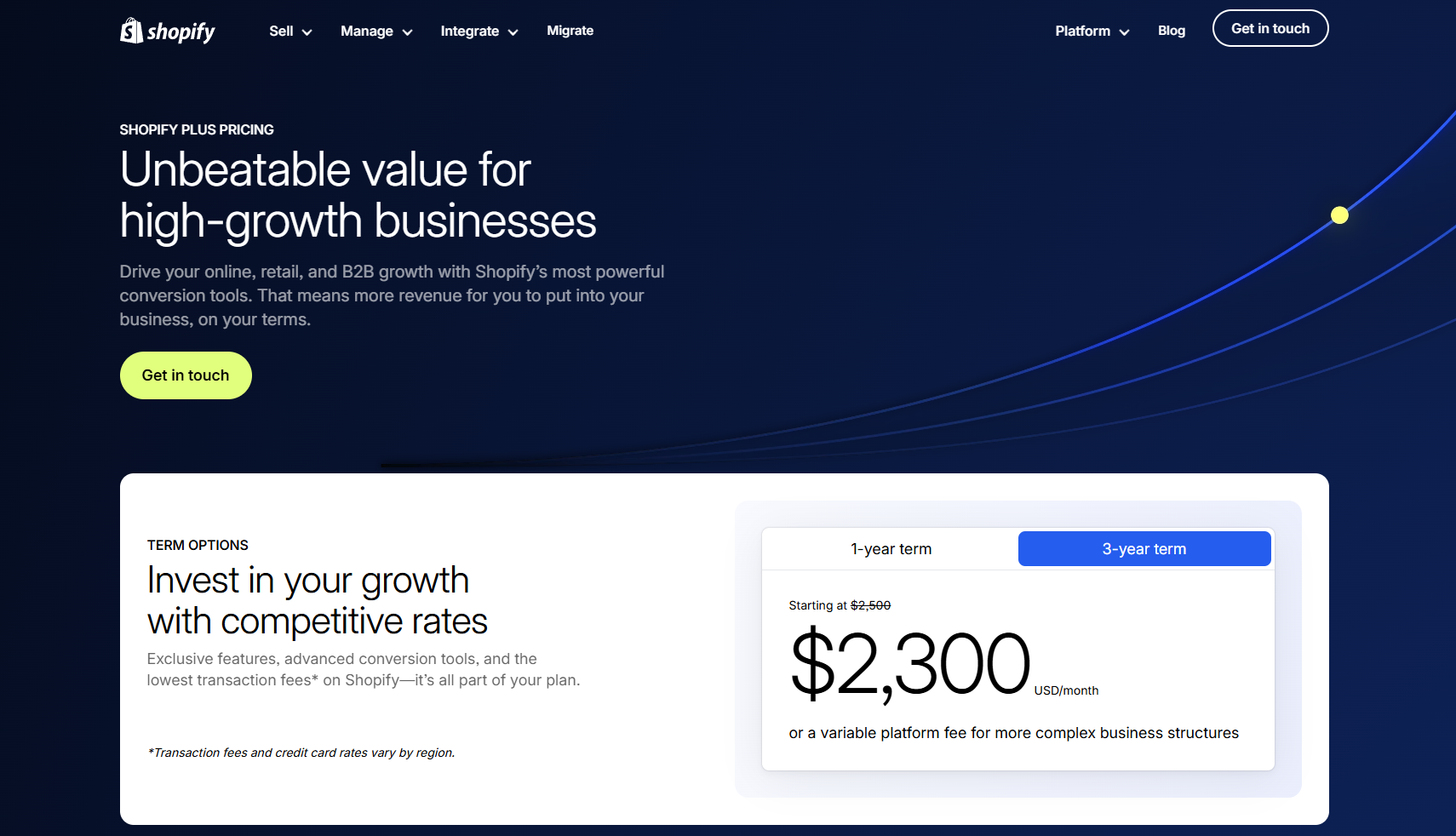 Shopify plus pricing plan