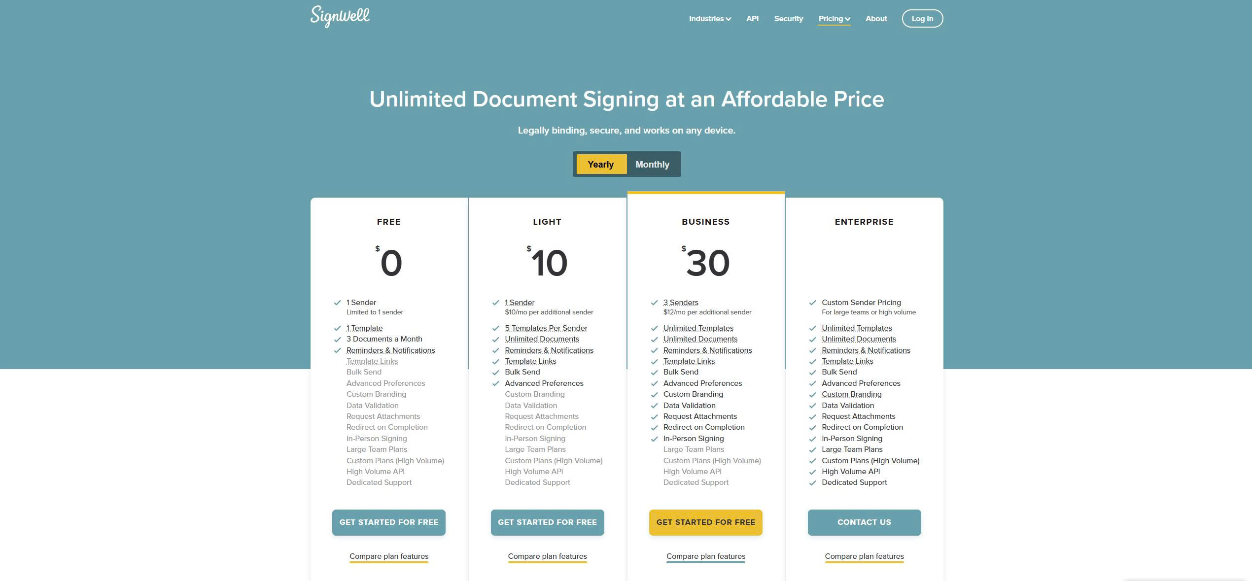 SignWell Pricing Plans