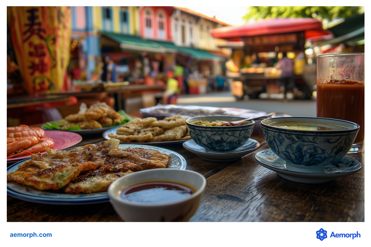 Local Dishes Representing Street Food in Singapore Different local dishes reflecting street food culture in Singapore