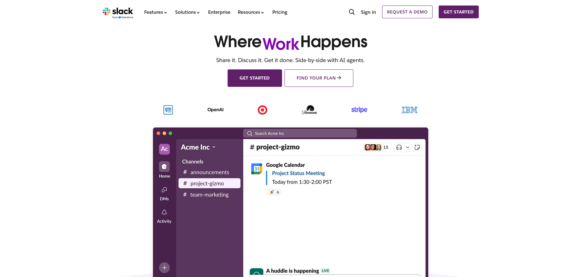Slack Team Collaboration Tool Homepage