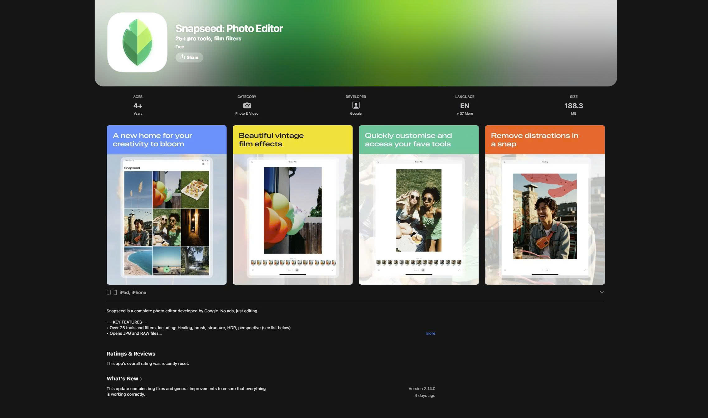 SnapSpeed Mobile Editing Tool Homepage