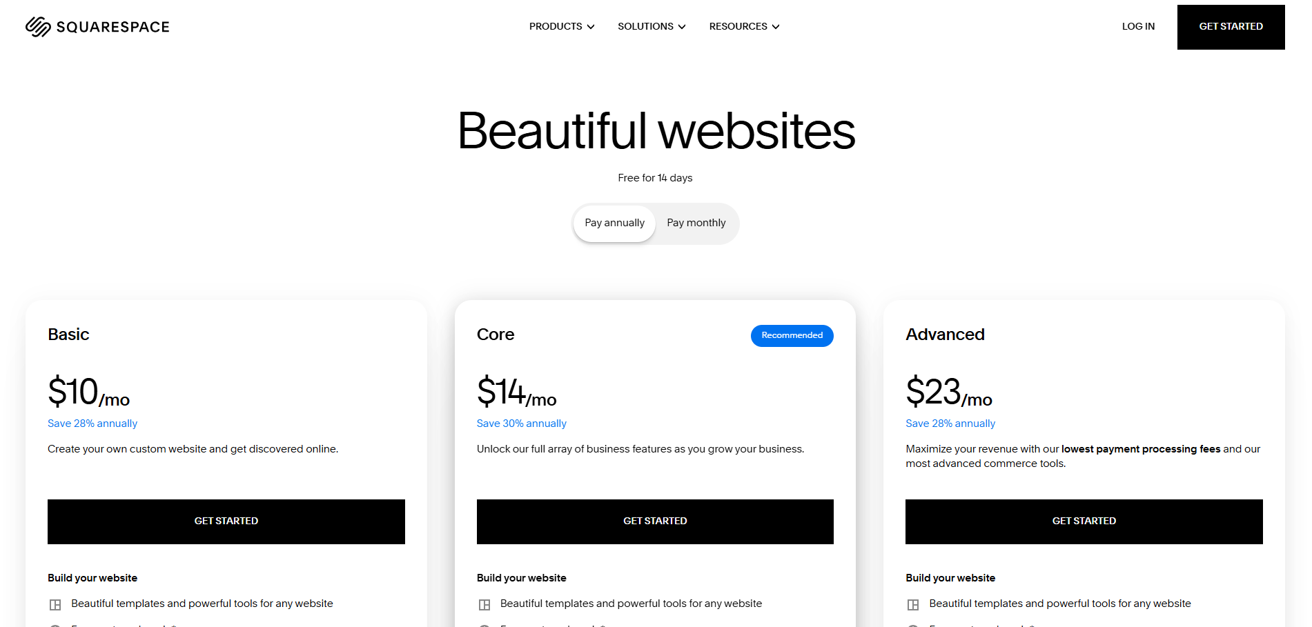 Squarespace Pricing