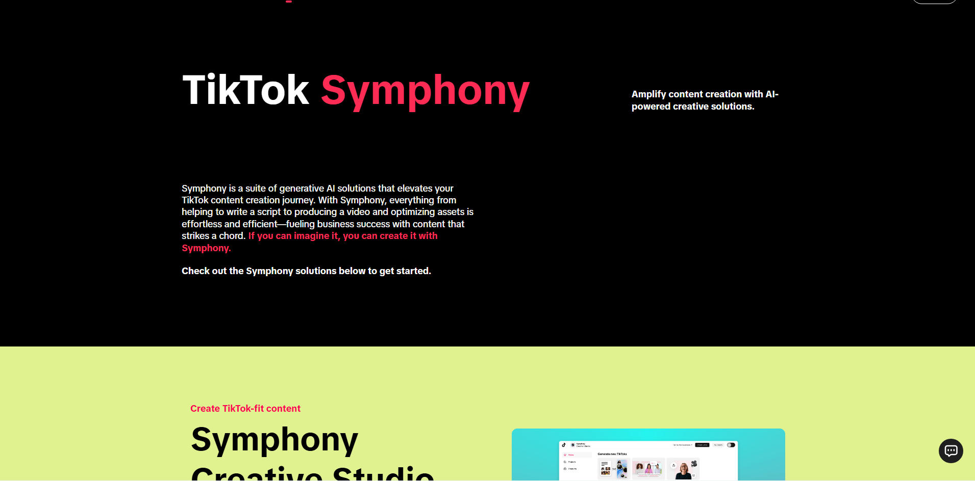 Tiktok Symphony Homepage