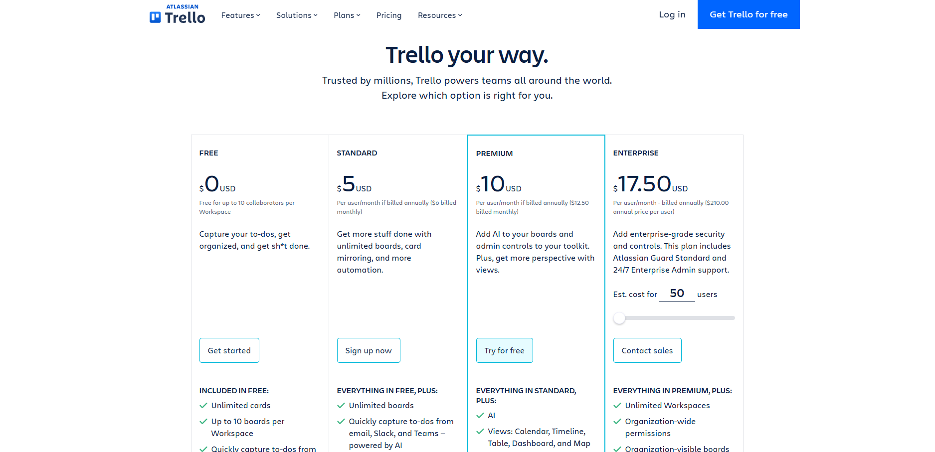 Trello Pricing
