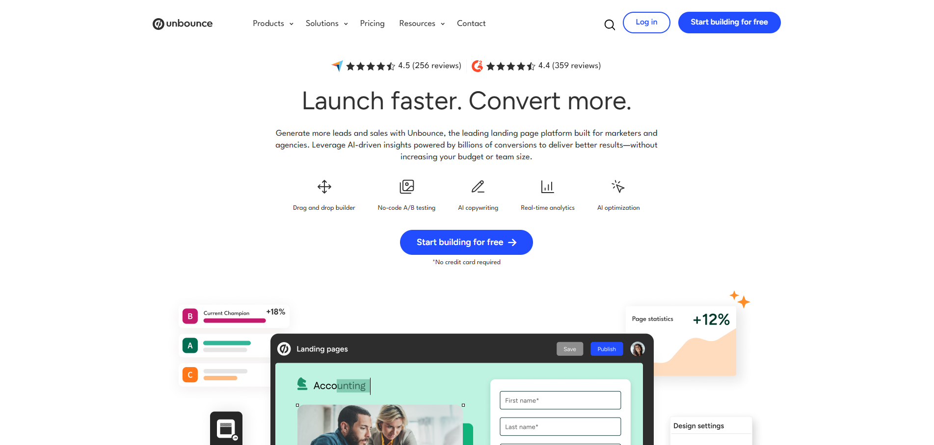 Unbounce Conversation Optimisation Tool Homepage