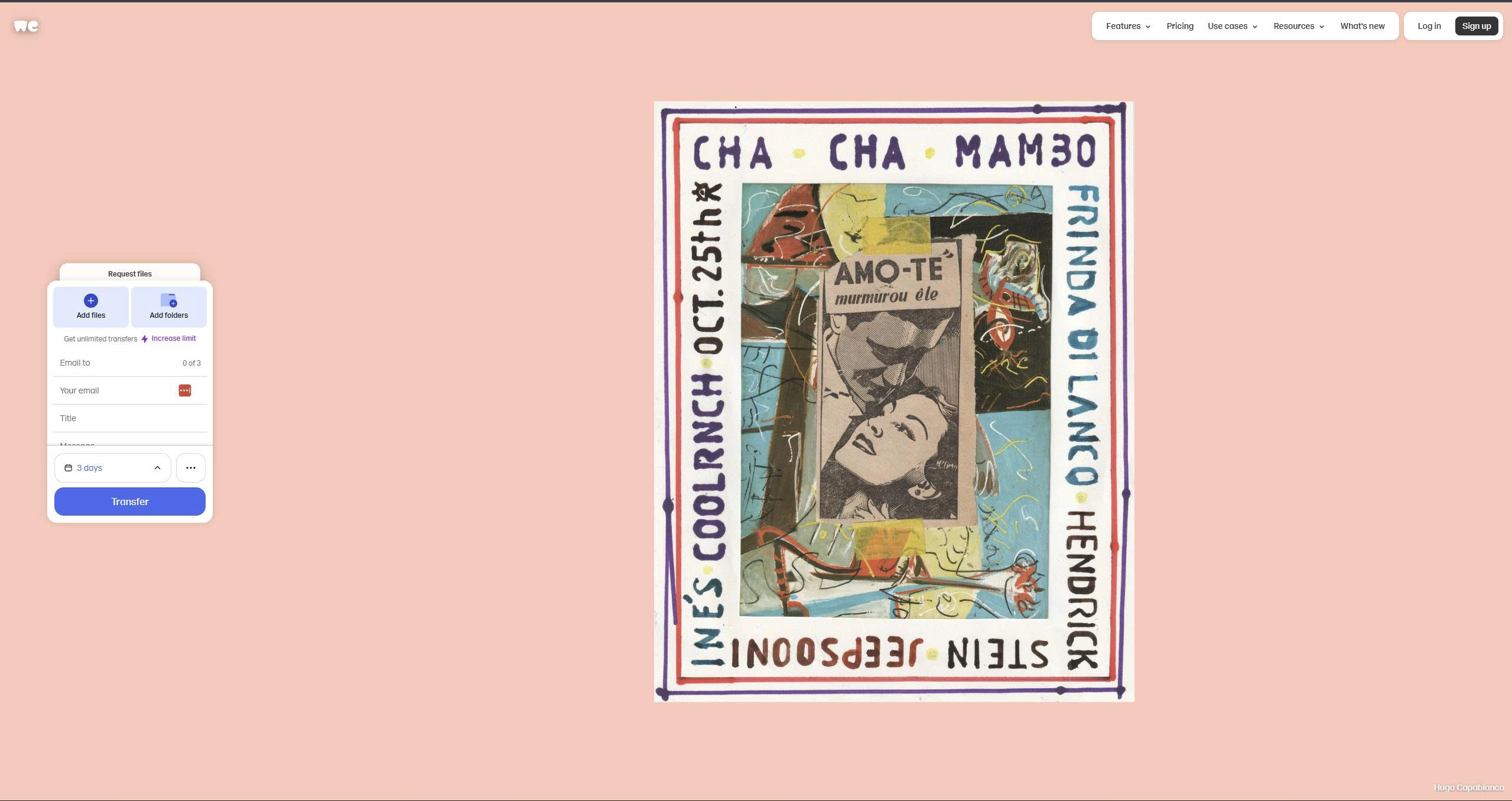 We Transfer File Sharing Tools Homepage