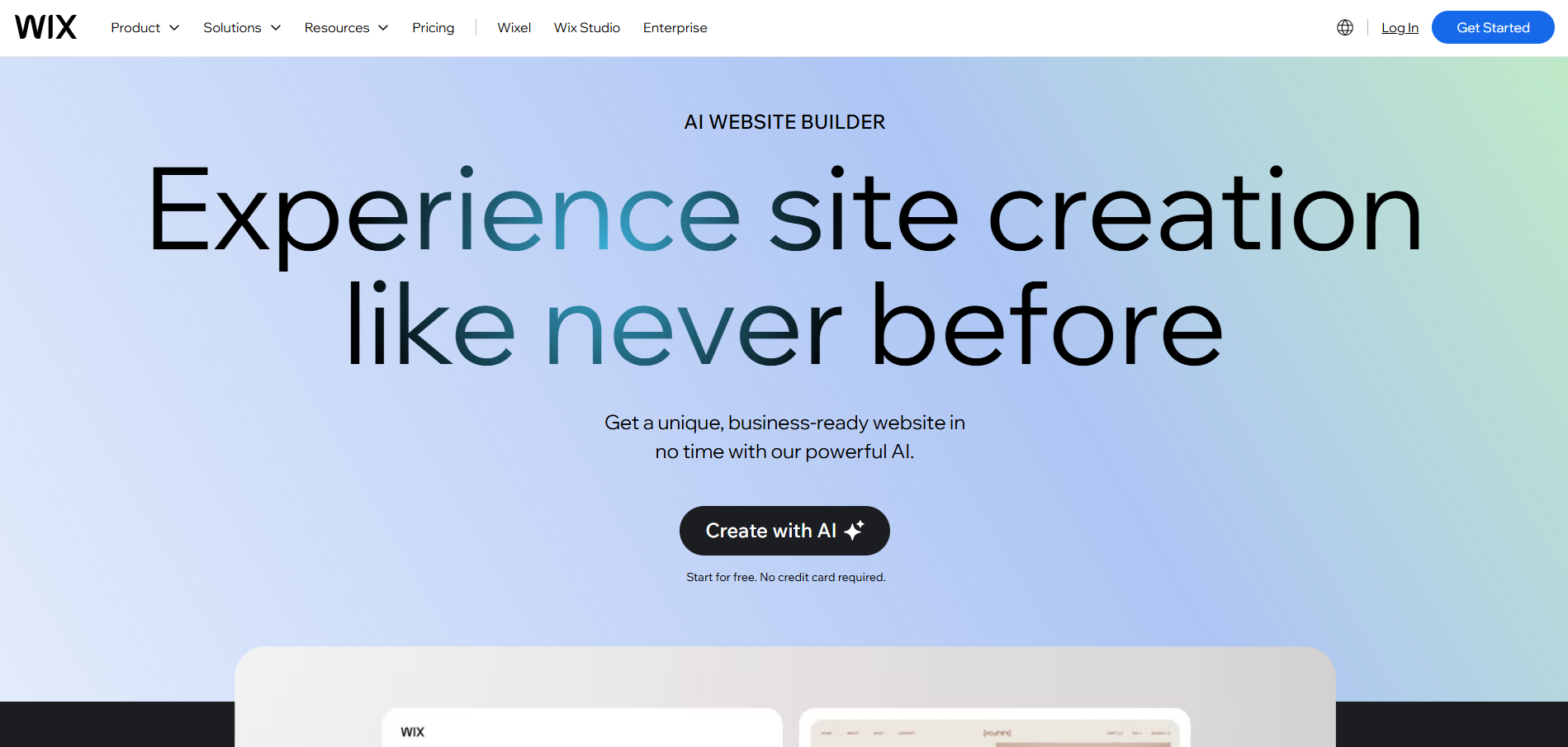 Wix AI Website Builder Homepage