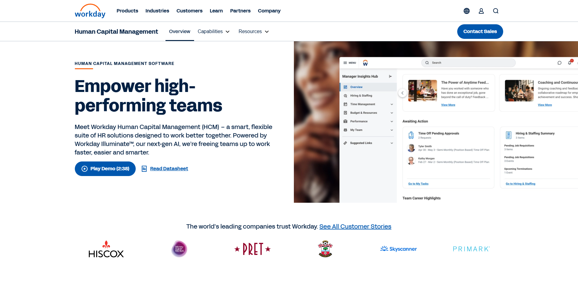 Workday HCM homepage